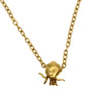 P8383 STAINLESS STEEL GOLD PLATED TINY OCTOPUS PENDANT