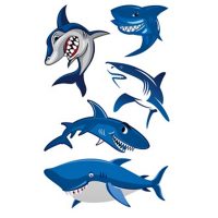 TT1005 BLUE SHARKS TEMPORARY TATTOOS