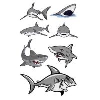 TT1006 GREY SHARKS TEMPORARY TATTOOS