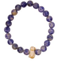 BR8427 BLUE BEAD BRACELET WITH PENGUIN