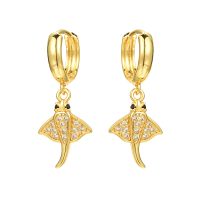 E2218 GOLD AND CRYSTAL STING RAY EARRINGS