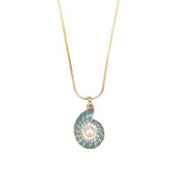 P8400 AQUA & GOLD SWIRL SHELL PENDANT