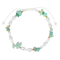ANP8430 AMAZONITE CHIP AND PEARL WHITE STRING ANKLET