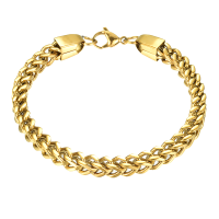 BR8433 STAINLESS STEEL GOLD INTERLOCKED BRACELET