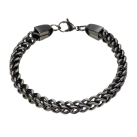 BR8434 STAINLESS STEEL BLACK INTERLOCKED BRACELET