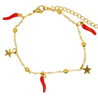 BR8454 RED CHILLIS S/S GOLD CHAIN BRACELET