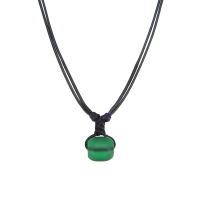 P8444 GREEN GLASS LEATHER CHOKER