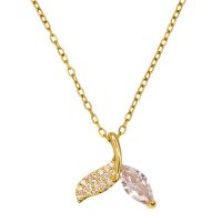 P8467 GOLD AND LARGE CRYSTAL WHALE TAIL PENDANT
