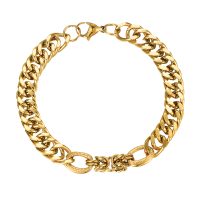 BR8469 STAINLESS STEEL HEAVY LINK KNOT GOLD BRACELET