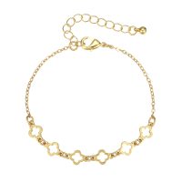 BR8475  MULTI HOLLOW CLOVER GOLD  CHAIN BRACELET