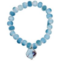 BR8492 BLUE CERAMIC SHELL BEAD BRACELET