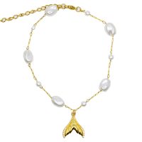 BR8497 STAINLESS STEEL GOLD TINY CRYSTALS WHALETAIL BRACELET