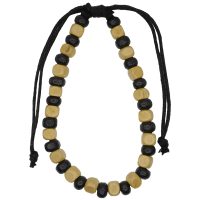 BR8504 BLACK & WHITE WOODEN BEAD BRACELET