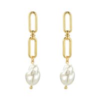 E2224 PEARL 2 PIECE PAPERCLIP EARRINGS