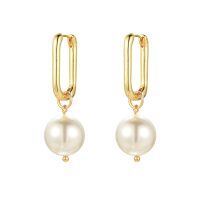 E2225 PEARL GOLD  PAPERCLIP EARRINGS