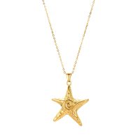 P8485 STAINLESS STEEL GOLD STAR WITH SWIRL PENDANT