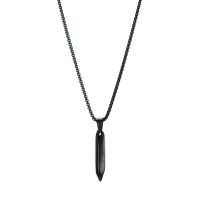 P8487 STAINLESS STEEL BLACK FACETED POINT CHAIN PENDANT