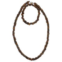 P8502 BLACK & BROWN WOODEN BEAD BRACELET & PENDANT SET