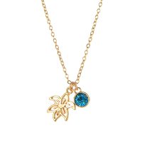 P8513 FLOWER W/ BLUE GEM NECKLACE