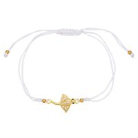BR8521 SPARKLY GOLD STING RAY ON WHITE ROPE BRACELET