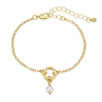 BR8523 GOLD CHAIN W/ RING & PEARL